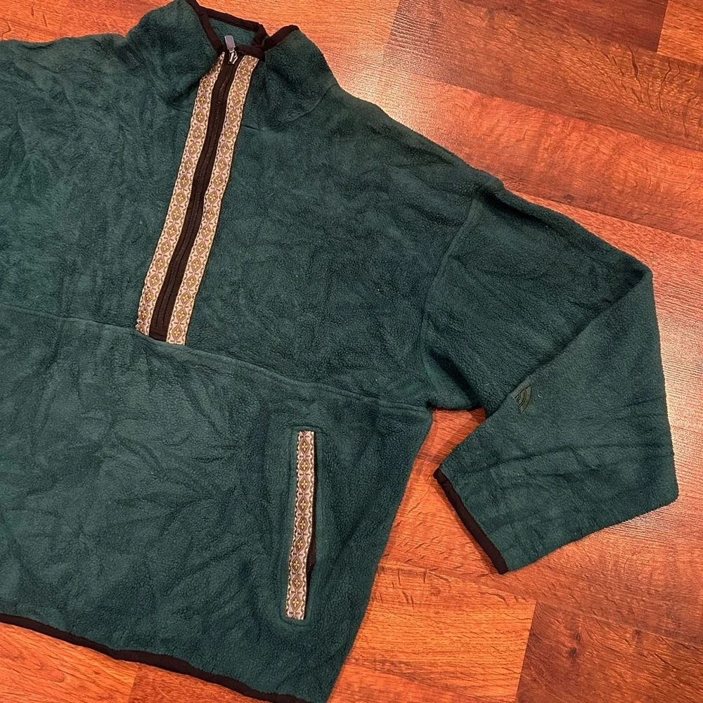 Vintage The North Face Fleece 1/4 Zip Green Pullover Men's Size Medium USA Made